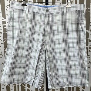Mens Izod Flat Front Plaid Shorts sz 36
